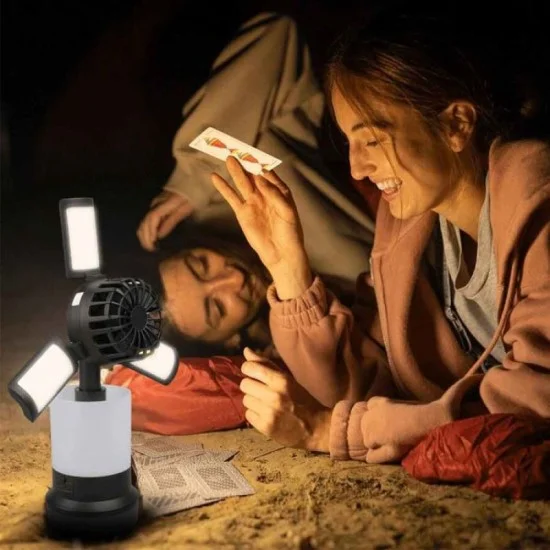 Porodo 3 in 1 Ambient Light-Lamp- Cooling Fan With 4 Light Modes - Black